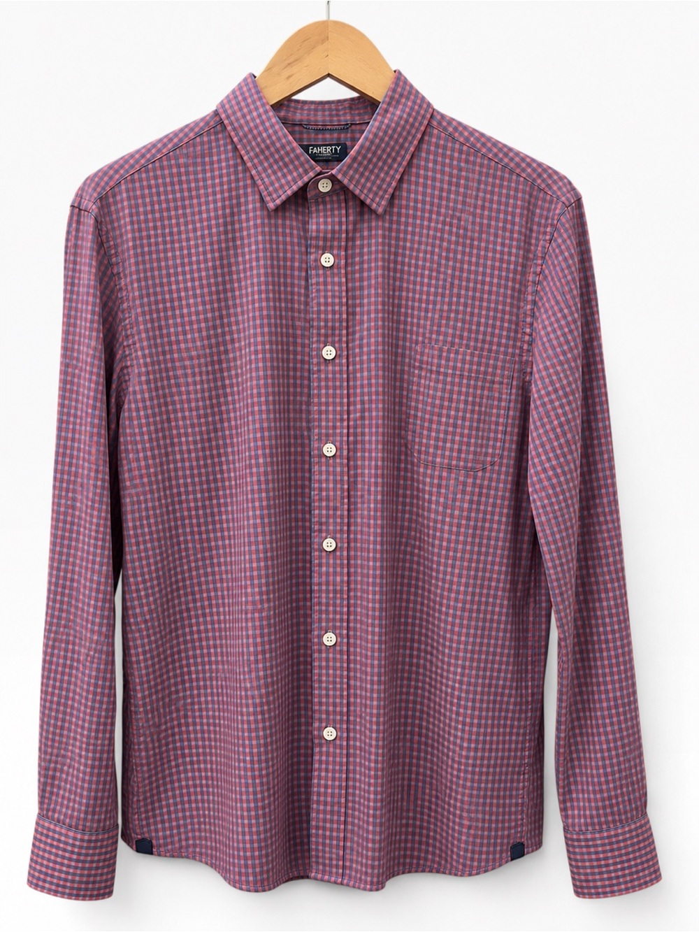 🖤 Faherty Movement Shirt Redish Pink & Blue Check | Size L